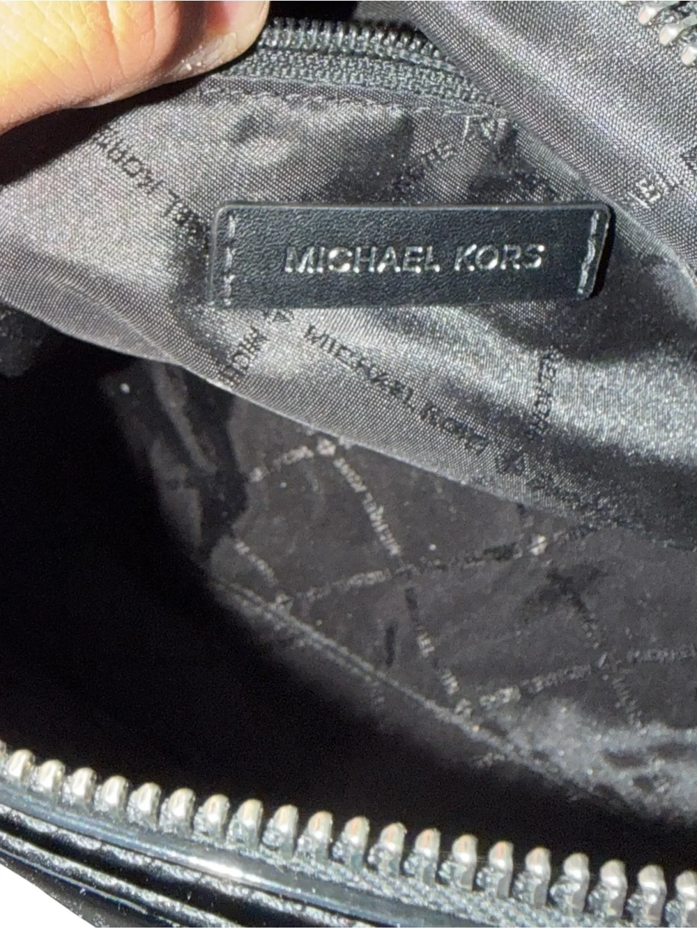 Michael Kors Black Patent Embossed MK Duffel Bag - Picture 4 of 7